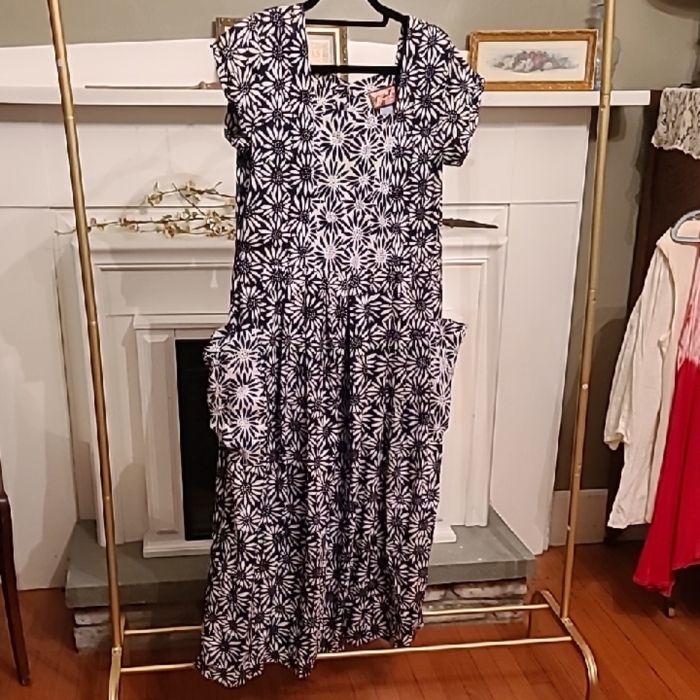 April Cornell Monochrome Floral Midi Dress